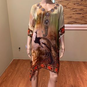 Yuka Beach Multi-colored With Bird And Rhinestones Size L